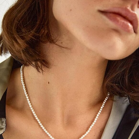 Pearl Necklace for Women,4-8MM Dainty Round Imitation Pearl Choker Necklace Wedd - Picture 3 of 6